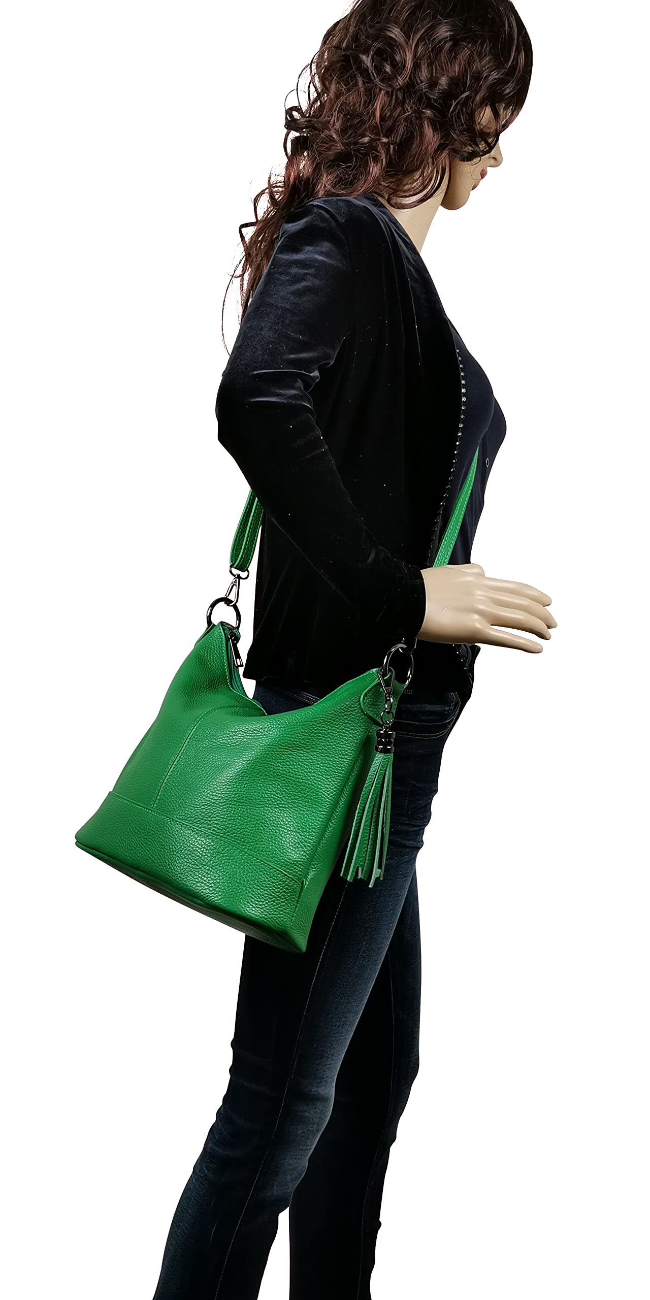 AmbraModa GLX09 – Bolso de mano para mujer de piel auténtica