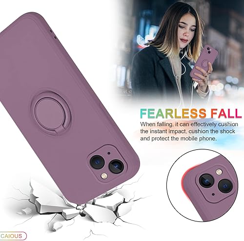 Miniatura 6 de Funda para iPhone 15 (lanzado en 2023), funda de silicona con anillo giratorio de 360, soporte magnético para automóvil, funda protectora con cordón