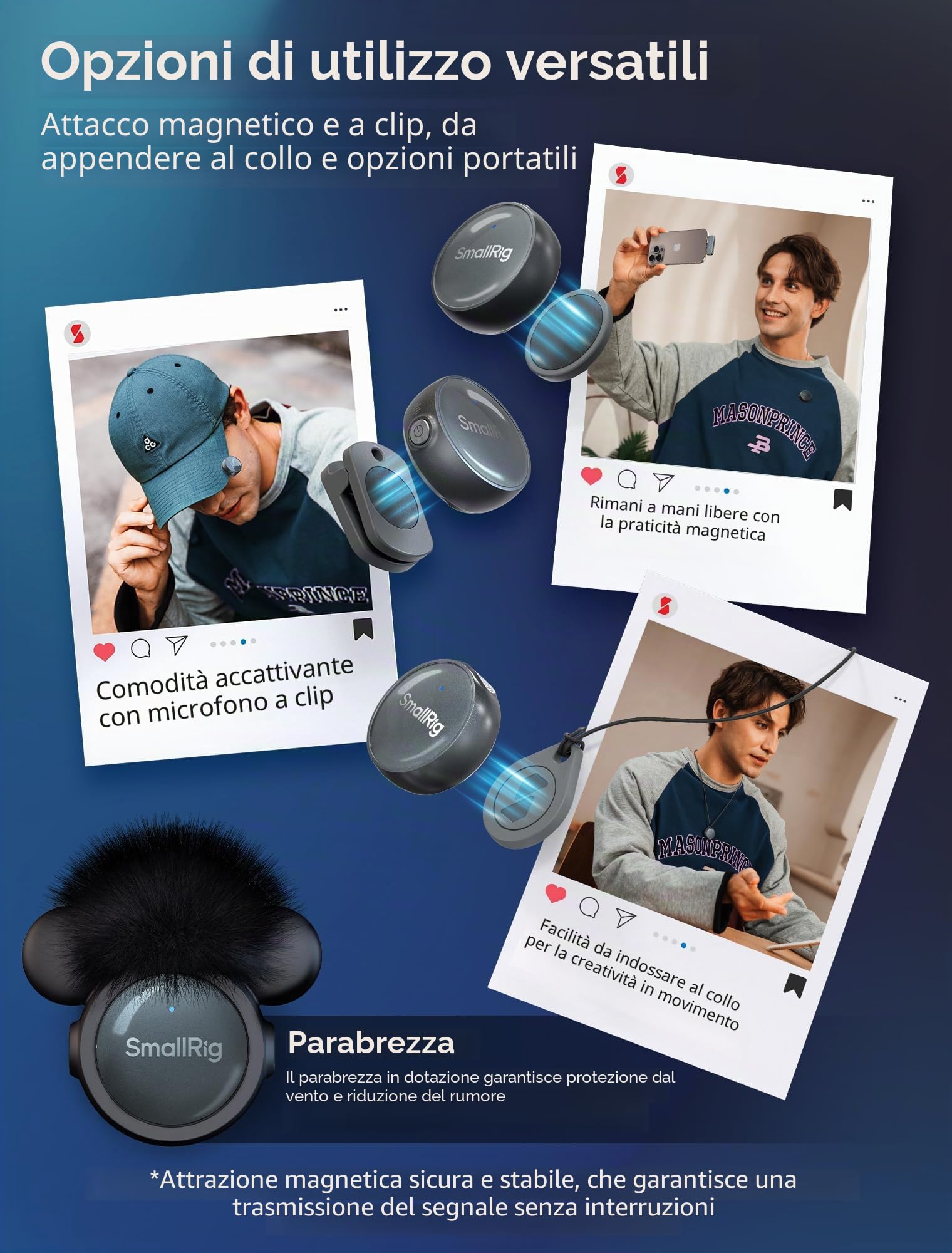 SMALLRIG S60 Microfono Lavalier Wireless con USB C per iPhone, per Android, Mini Mic con Batteria da 44 Ore, Riduzione del Rumore, Mute, Gain, per Registrazione Video, Vlogging, Intervista – 4934