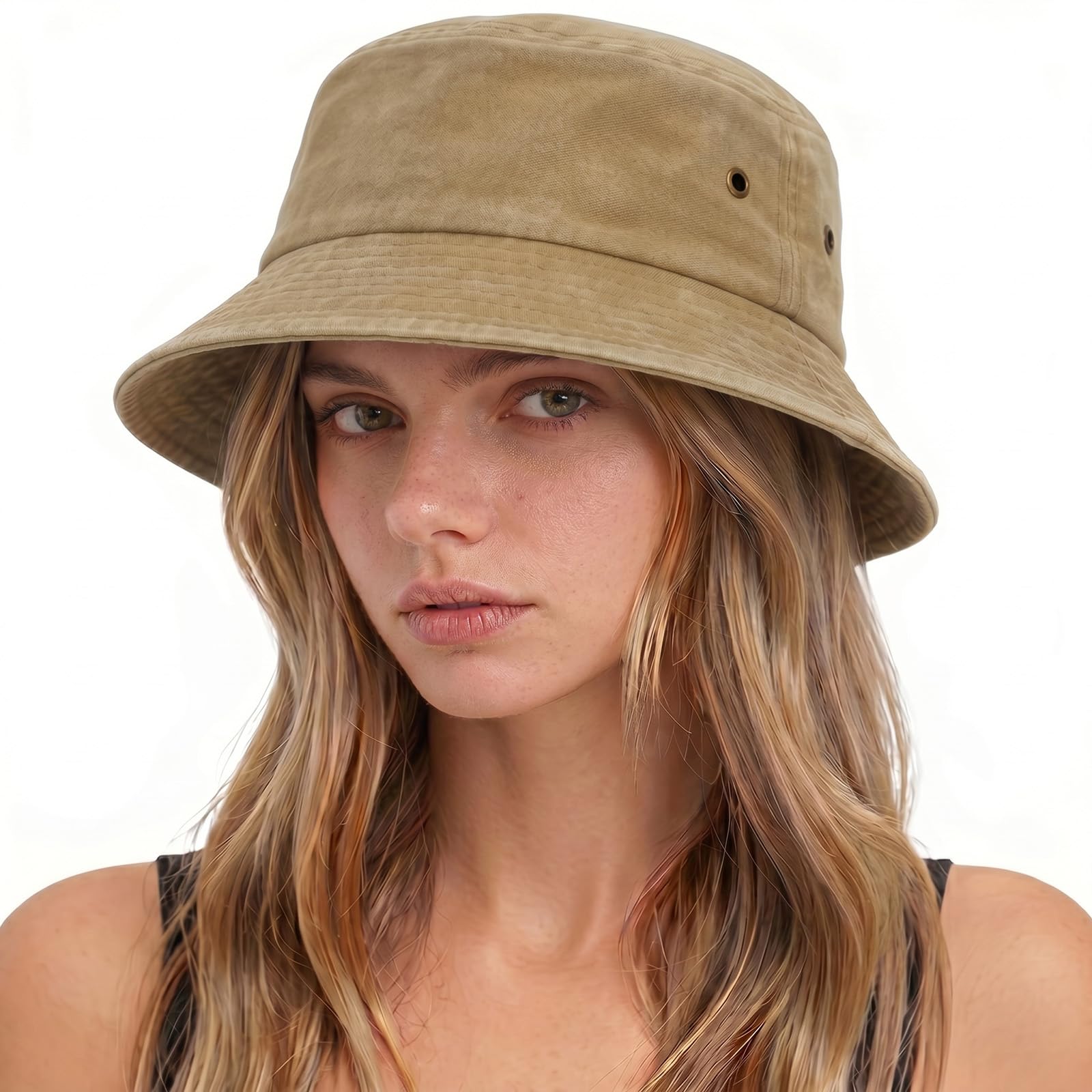 Voqeen Sombrero Mujer Verano Gorro de Pescador Playa Algodón Sombreros para el Sol Protección UV con ala Ancha Plegable Vintage Bucket Hat Unisex para Viaje Senderismo