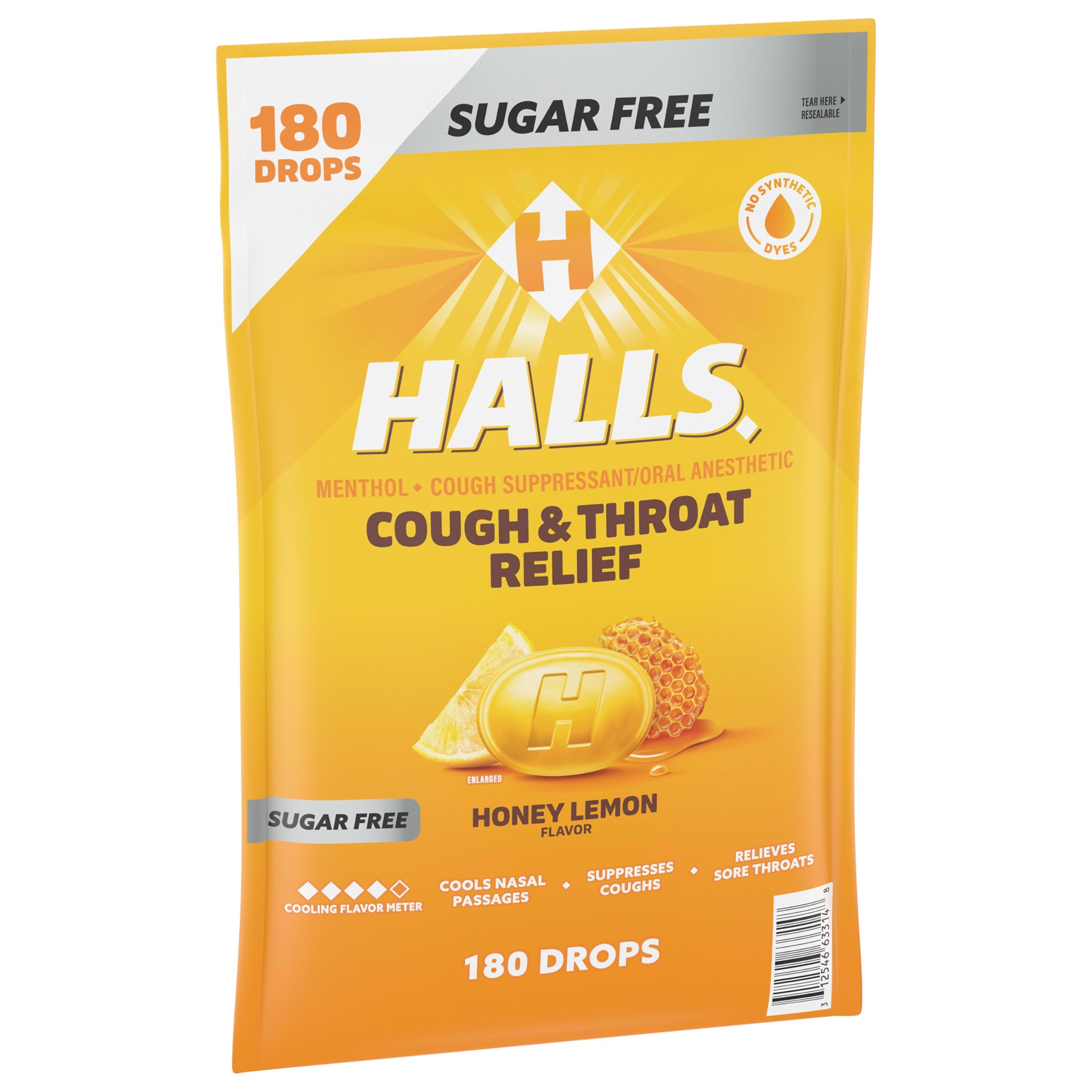 HALLS Cough & Throat Relief Honey Lemon Sugar Free Cough Drops, 180 ct — Amazon image 13
