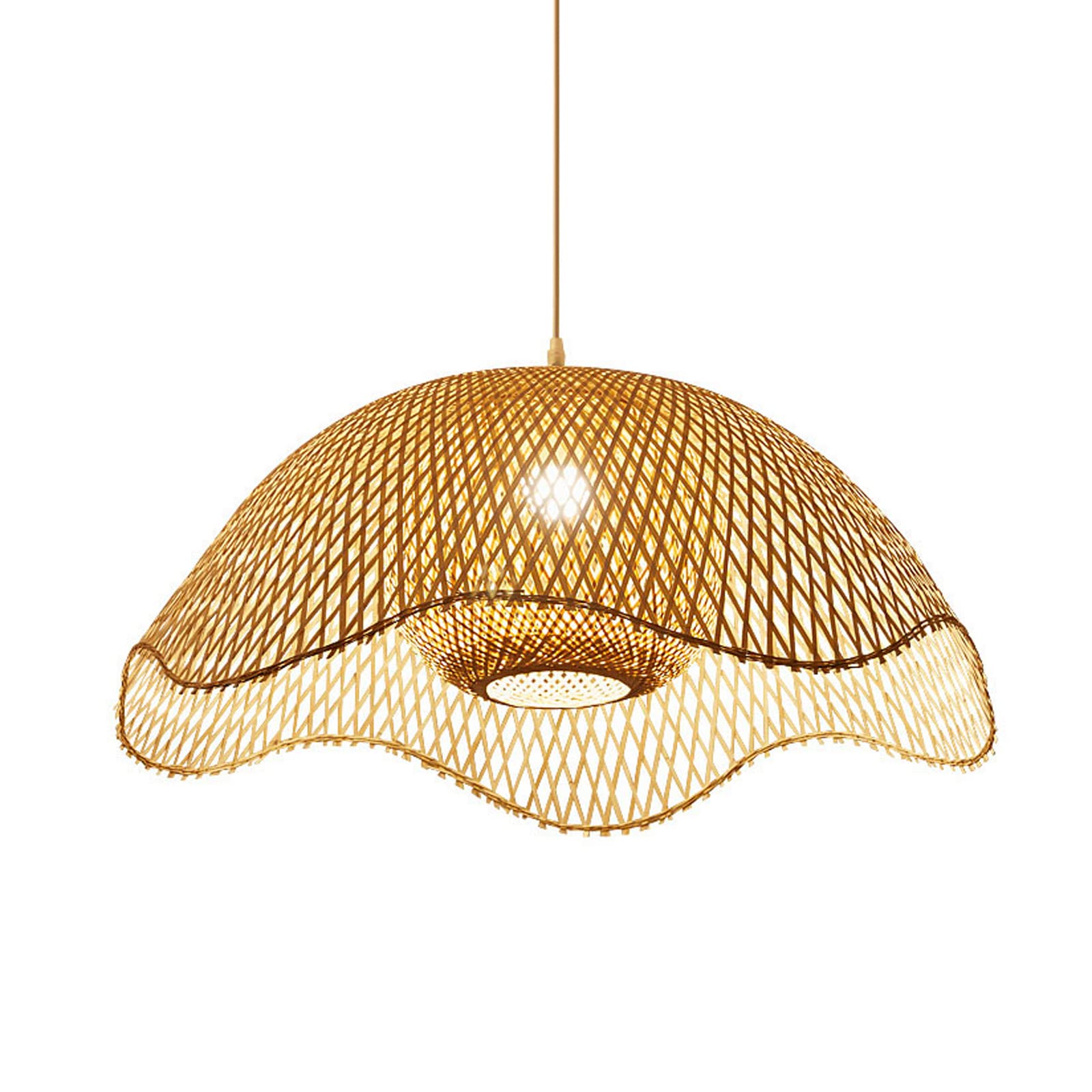 Lustre en bambou suspension restaurant luminaire rétro vintage