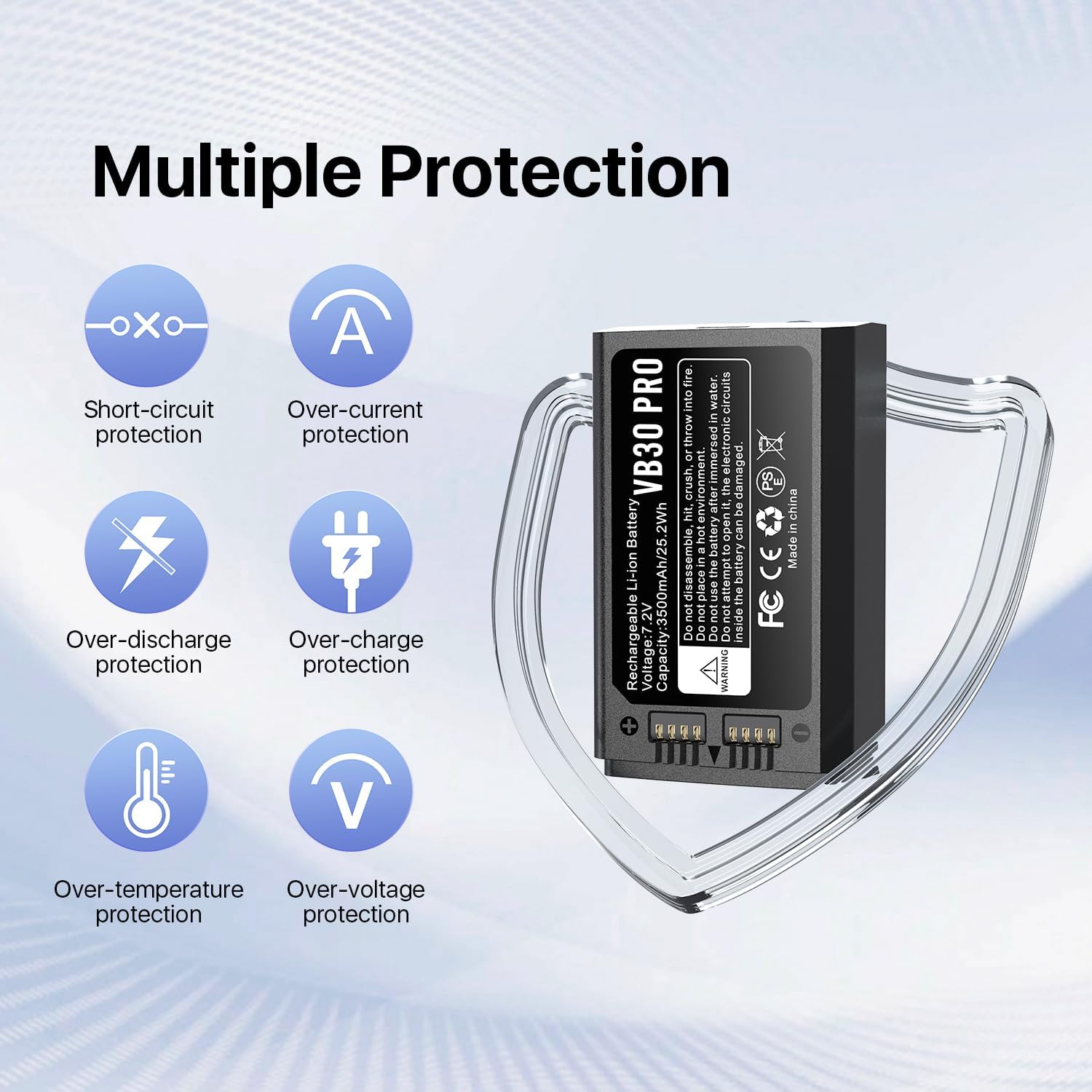 2 Pack 3500mAh Replaceable Battery Compatible with VB30 VB26 VB26A VB26B Camera Flash Speedlite Battery for V1/V1 PRO/AD100 PRO/V850III/V860III（Model:VB30 PRO）