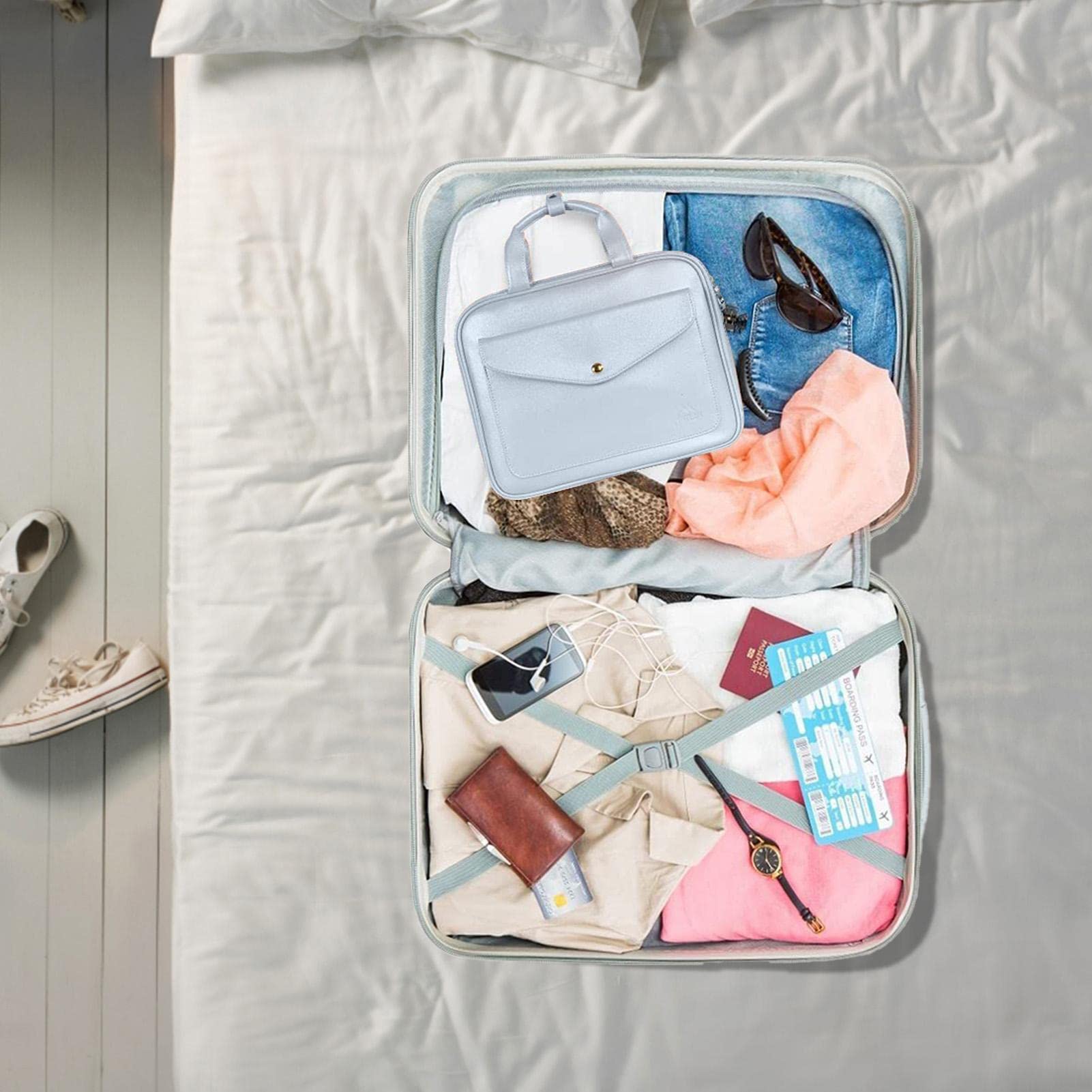 kosmetyczka dla kobiet - Du?a kosmetyczka z haczykiem - Wodoodporna kosmetyczka do makija?u Travel Organizer na akcesoria, szampon, przybory toaletowe Miake