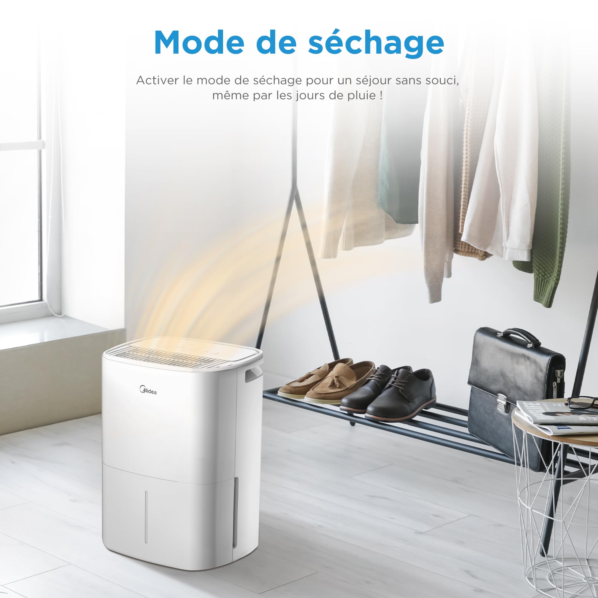 MIDEA Deshumidificateur d air Anti Moisissure 12L - Compresseur Intelligent et APP - Absorbeur d'humidité electrique - Séchage du Linge, Capteur d'humidité Auto et anti-condensation - Idéal pour 35m²