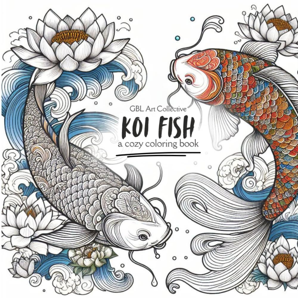 Koi Fish Coloring Book for Adults and Teens: Beautiful Ocean and Underwater Designs for Relaxation and Creativity