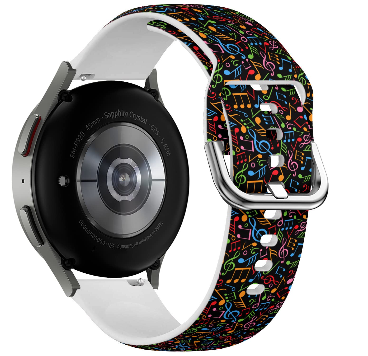 HoneexyBand, (Music Notes Pattern) Compatible with Samsung Galaxy Watch 5 / PRO, Galaxy Watch 4 Classic, Flexible Soft Silicone Watch Strap Bracelet Wristband