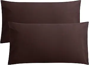 FLXXIE 2 Pack Microfiber King Pillow Cases, 1800 Super Soft Pillowcases with Envelope Closure, Wrinkle, Fade and Stain Resistant Pillow Covers, 20x36, Dark Brown