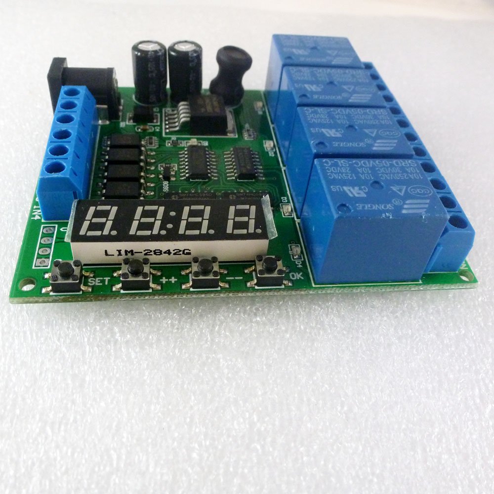 Modulo relè PLC Modulo relè timer ritardo ciclo multifunzione DC 12V a 4 canali for interblocco loop di temporizzazione autobloccante
