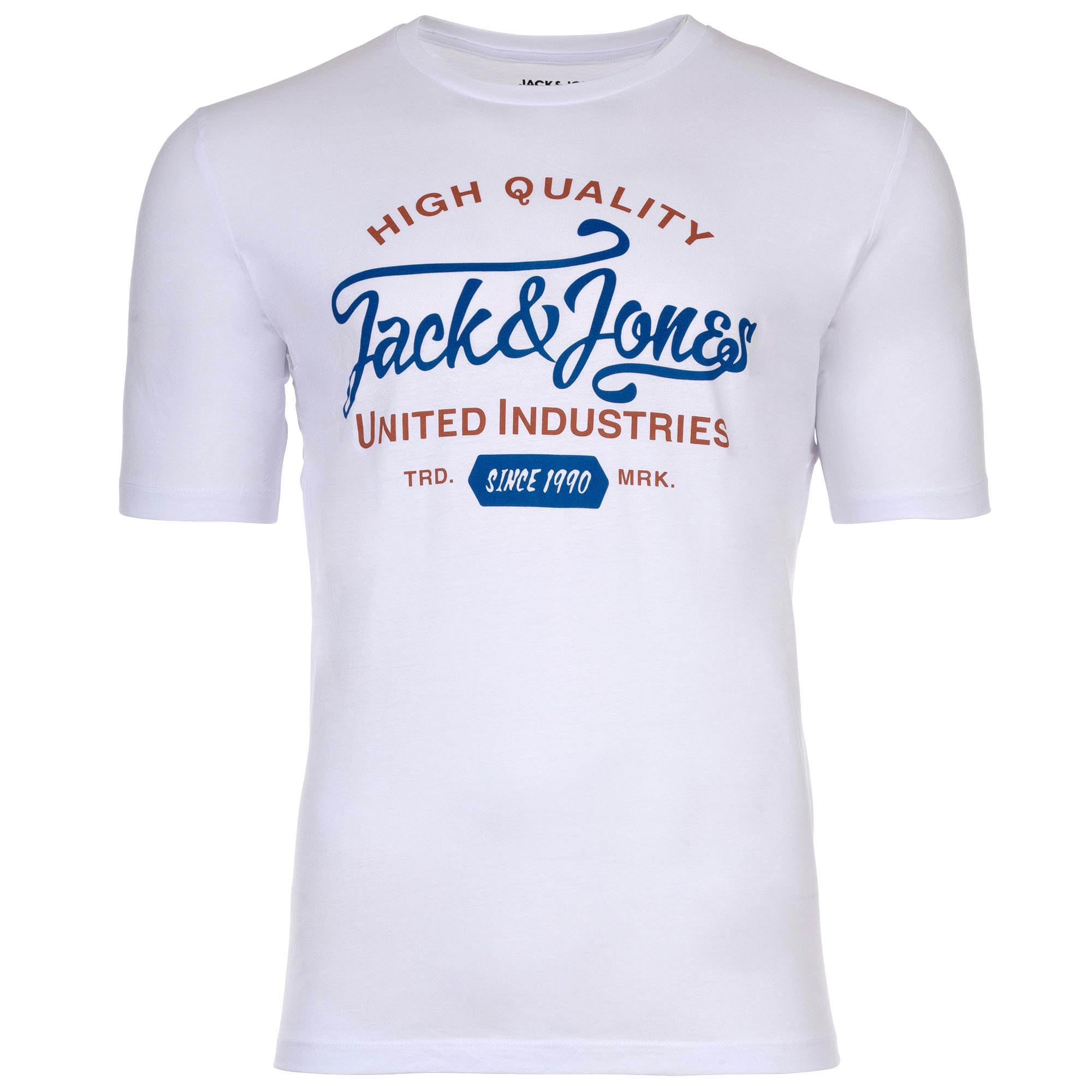JACK&JONES Herren T-Shirt, 5er Pack - JJLEOGRA Tee Crew Neck, Kurzarm, Rundhals, Baumwolle, Logo-Print