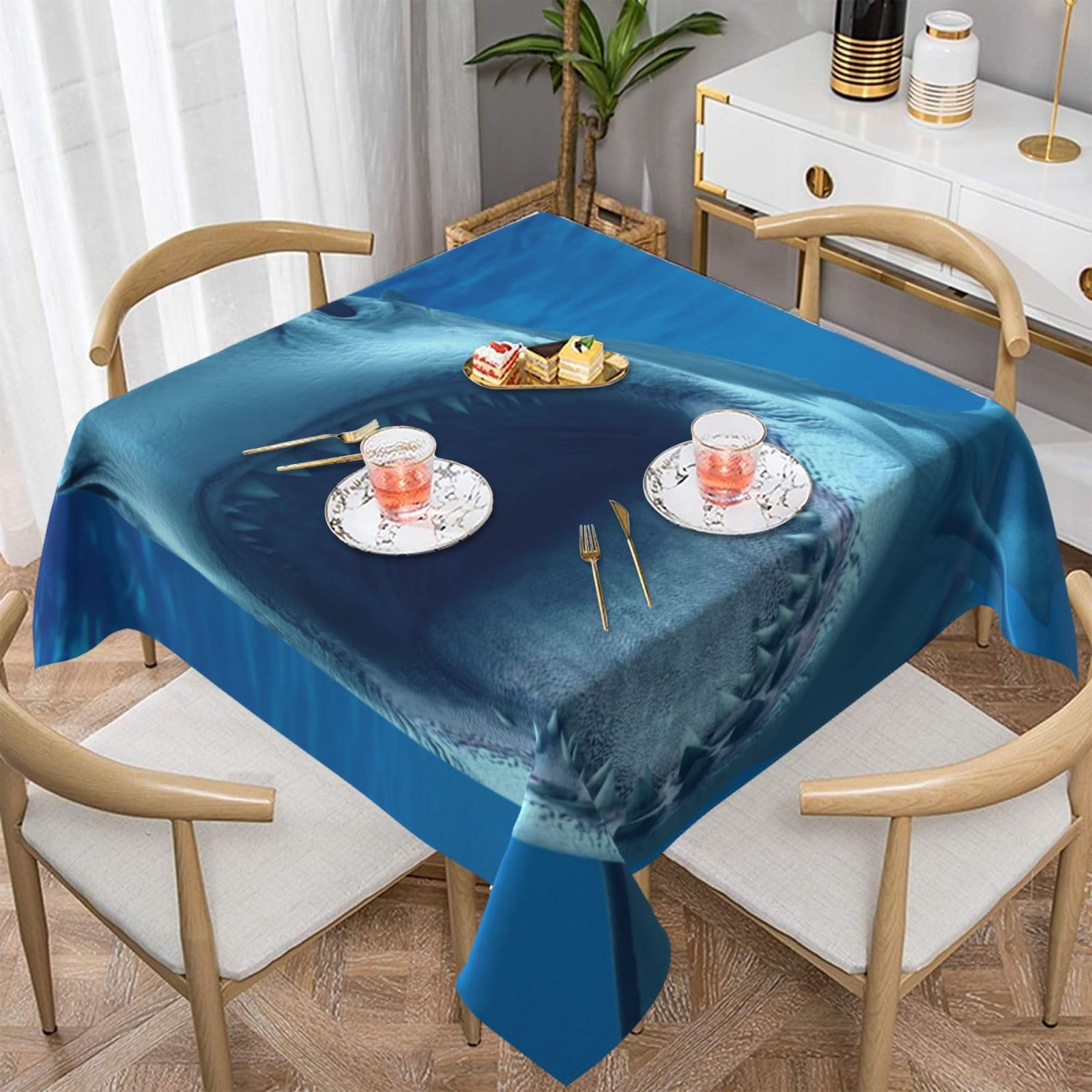 Nappe imprimée vie marine carrée 152x152 cm anti-poussière