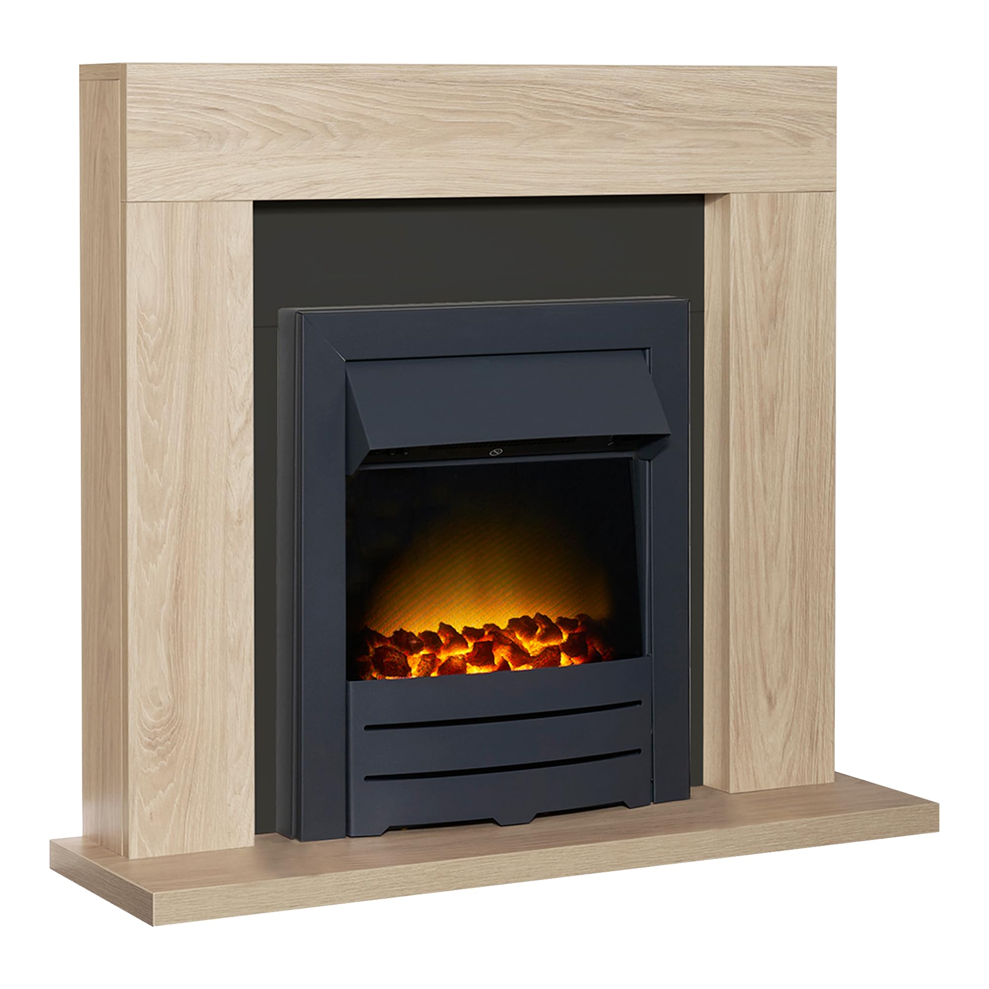Adam Black Malmo Fireplace In Oak & With Colorado Electric Fire, 39 Inch