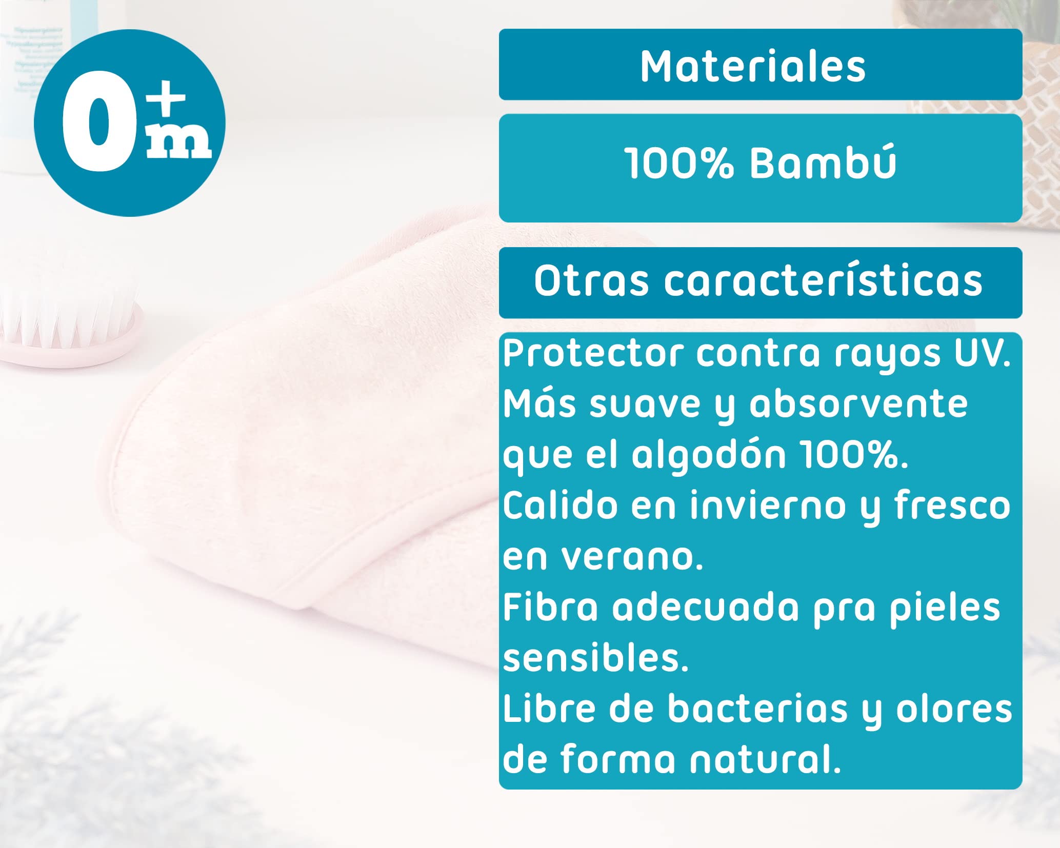 Kiokids Asciugamano Bagno Bambù Per Bebé Rosa
