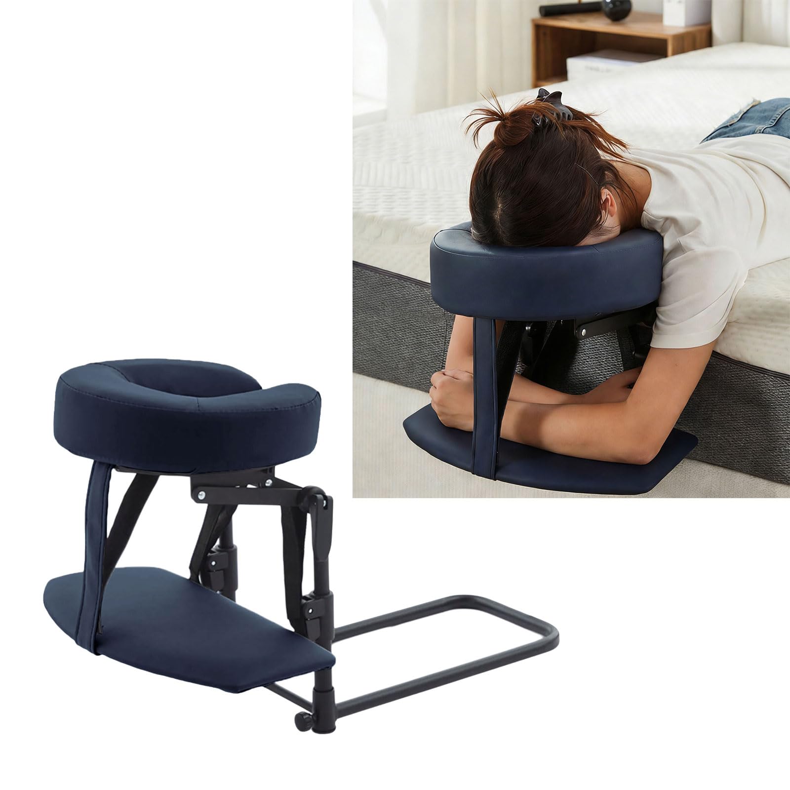 Ergonomischer Massage-Kopfstützenrahmen, 180 Grad faltbar, für den Heimgebrauch, verstellbarer faltbarer Kopf mit Memory-Schaum-Tragetasche für Bettmassage