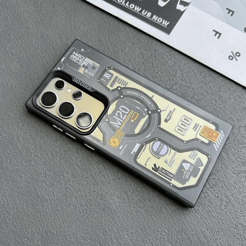 Image of MILLION CASES Back Cover Case for Samsung Galaxy S24 Ultra Shockproof Protective Silver Circuit Label IMD TPU Case for Men & Boys