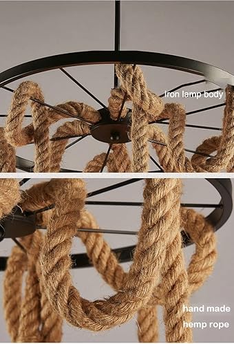Miniatura 4 de Moderna lámpara de pared de cuerda de cáñamo antiguo de granja, arte retro, decoración de interiores, lámpara colgante para sala de estar, comedor,