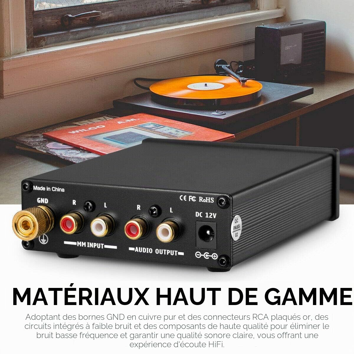 Nobsound Mini amplificateur phono HiFi MM RIAA préampli platine platine amplificateur