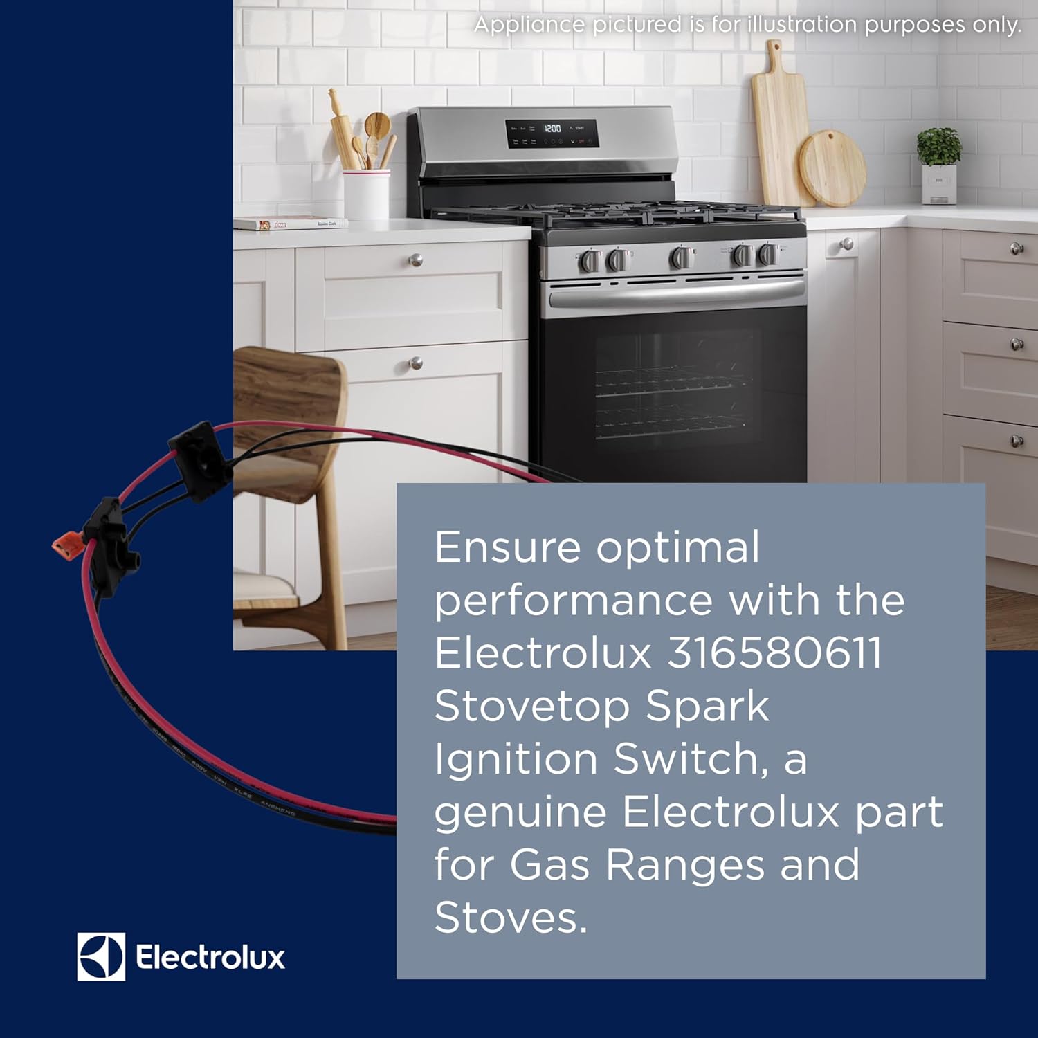 Electrolux 316580611 Stovetop Spark Ignition Switch for Gas Ranges and Stoves