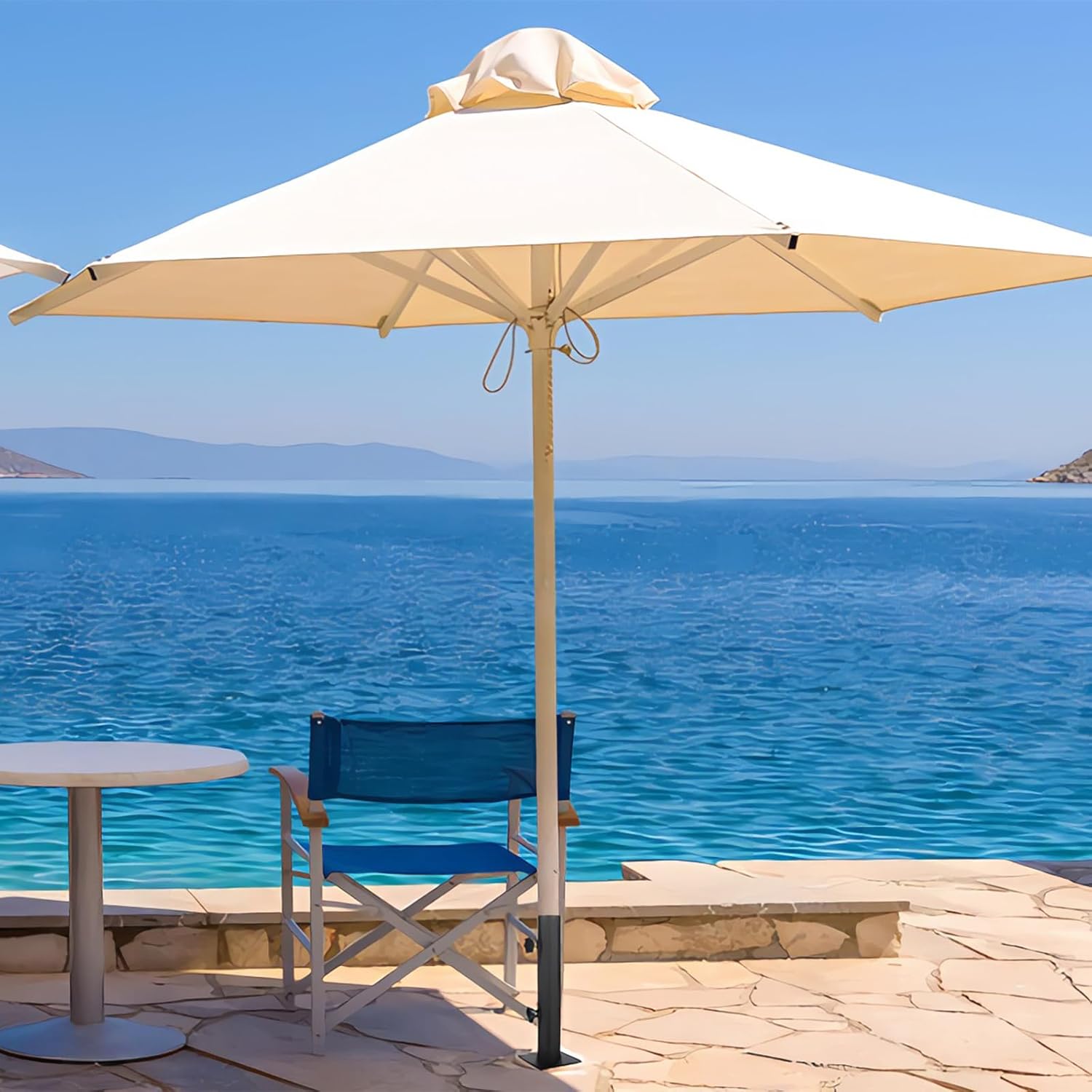 Thickened Steel Umbrella Deck Mount,Patio Umbrella Holder for Deck Railing,Heavy-Duty Deck Umbrella Base with Umbrella Mount,Universal Ground Mount Base with 4 Bolt Holes for Garden Beach Café