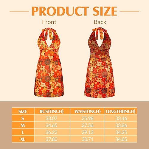 Miniatura 2 de SATINIOR 4 piezas de disfraz hippie de los años 60 y 70 para mujer, disfraz retro de discoteca, vestido genial con diadema, aretes, lentes de sol