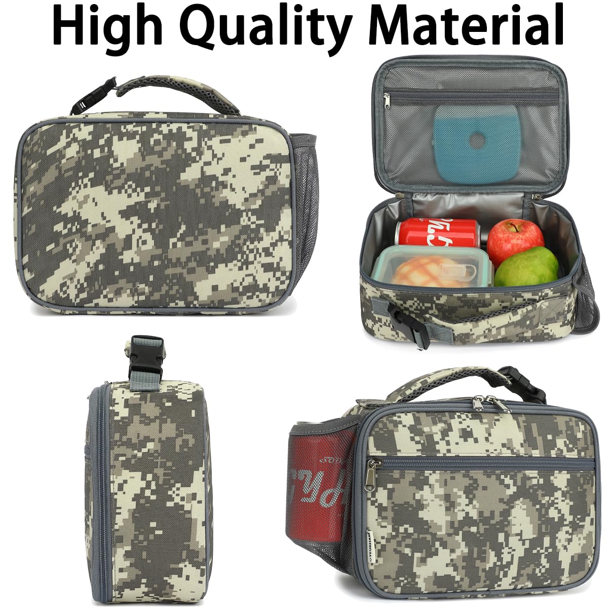 GYEUKHAM Lonchera aislada para la escuela, térmica, reutilizable, duradera, congelable, para niños, niñas, hombres y mujeres, kit de bolsa de almuerzo portátil para trabajo, picnic, viajes, camuflaje