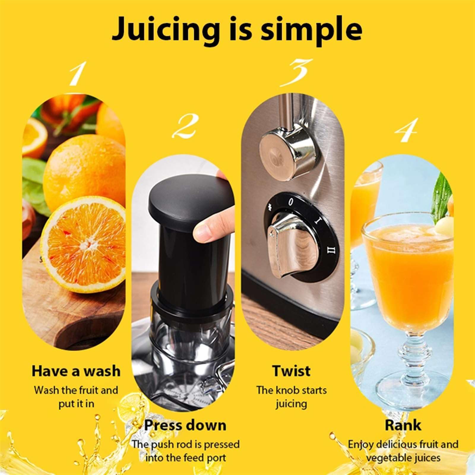 Centrifugadora extractor de zumo, para frutas y verduras, contenedor de pulpa de 1,5 l y recipiente de jugo de 400 ml, 22000 rpm, 2 ajustes, con cepillo de limpieza, fácil de limpiar, sin Bpa (A)