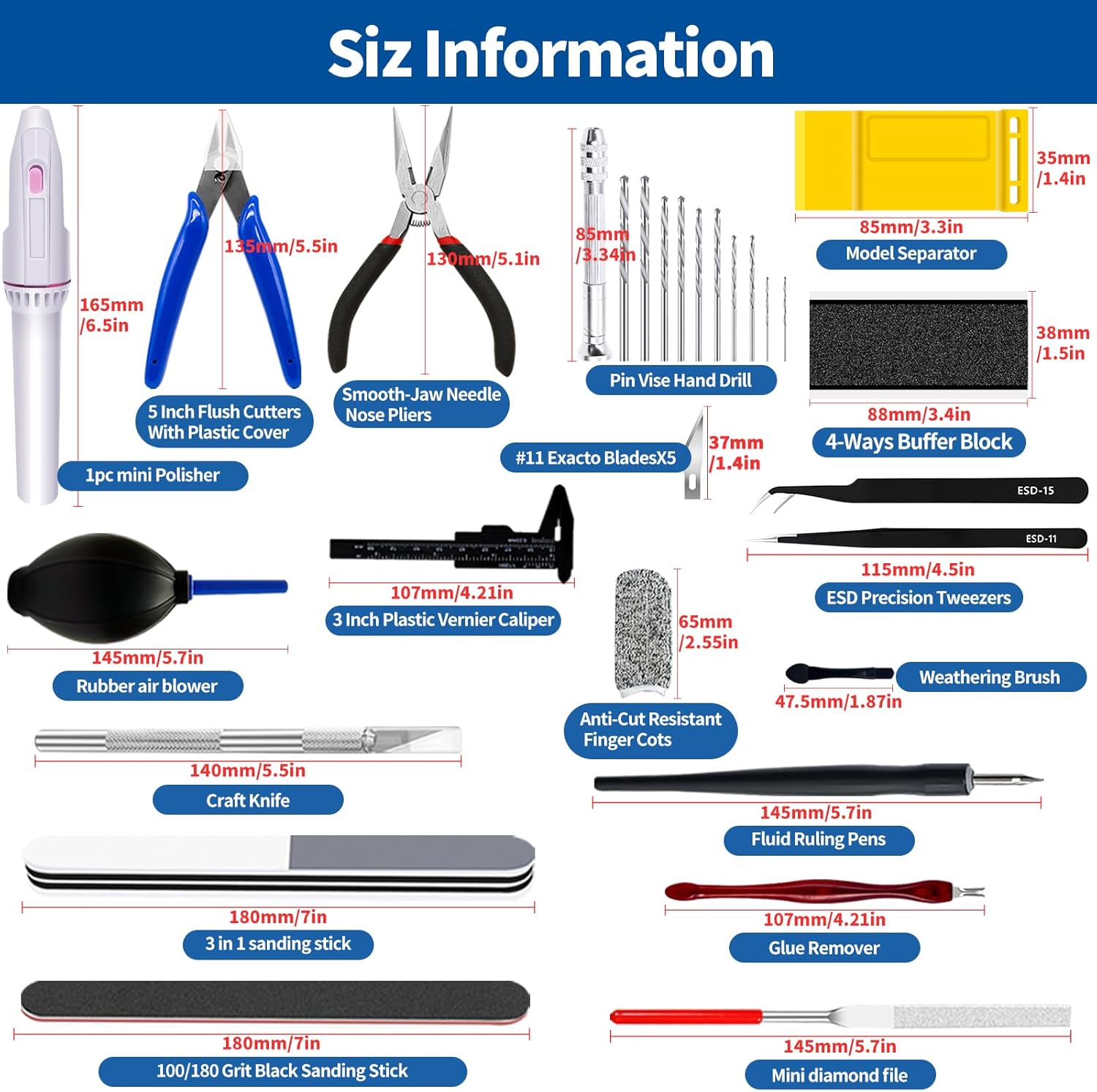 40Pcs Model Tools Kit, Modeler Basic Tools Craft Set Hobby Modeling Tools for Gundam Assembling Building Repairing and Fixing