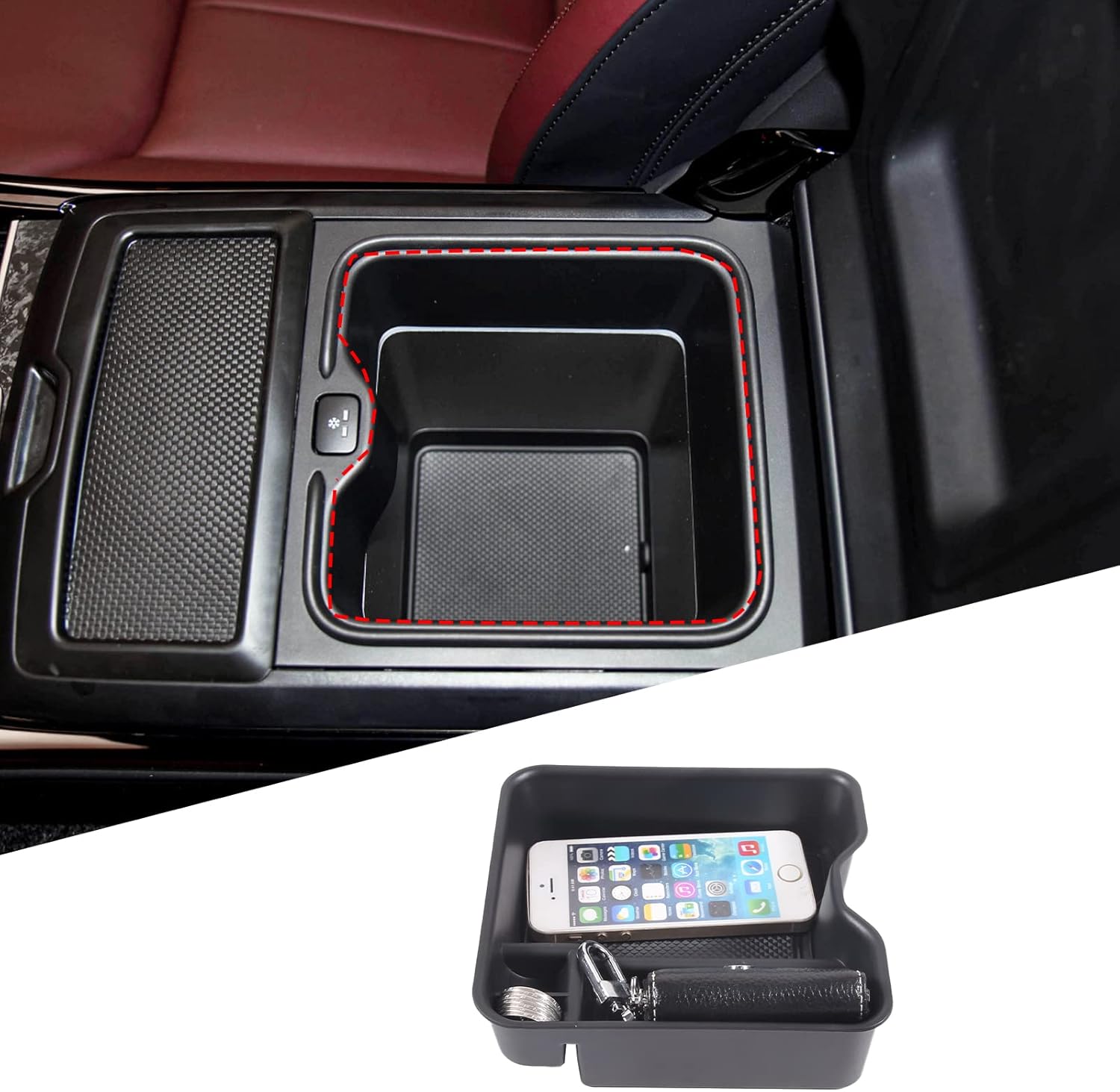 HAPPYHORSE Car armrest Organizer Storage Box Compatible with Land Rover Range Rover Sport/Vogue 2023+ Center Console armrest Storage Box Organizer Tray Accessories (High with Refrigerator)