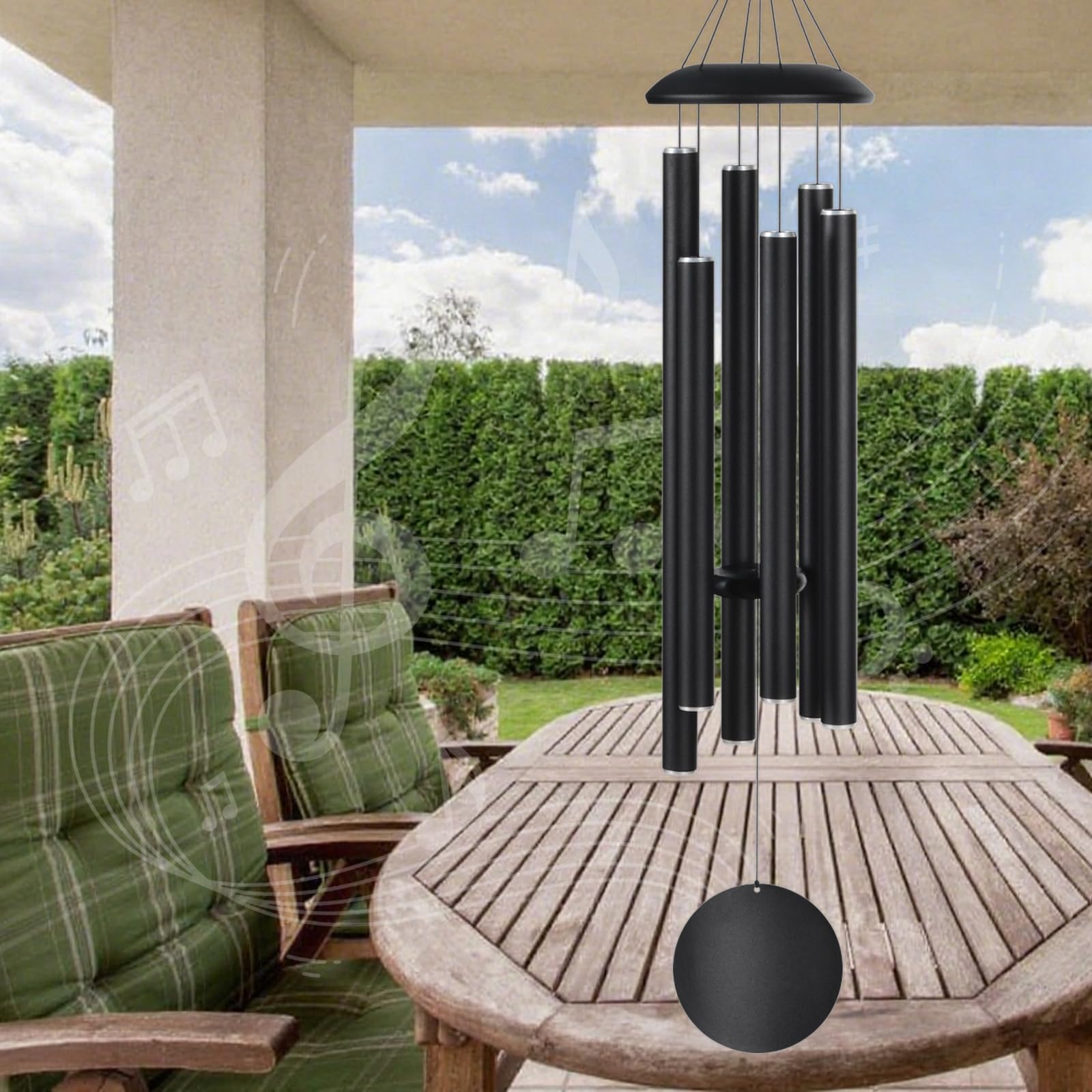 Großes Windspiel für draußen, tiefer Ton, Gedenkgeschenk, 121,9 cm, 6 schwere Aluminiumröhren, ideal für Garten, Terrasse, Hof und Rasen