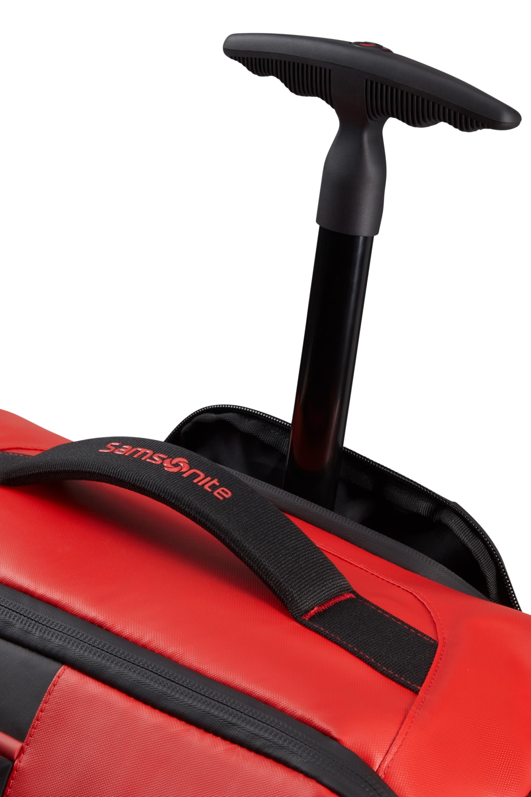 Samsonite - Paradiver Light - Bolsa de Lona con Ruedas, Rojo (Rojo Fuego), S (55 cm - 51 L), Mochila de Viaje para portátil con 2 Ruedas