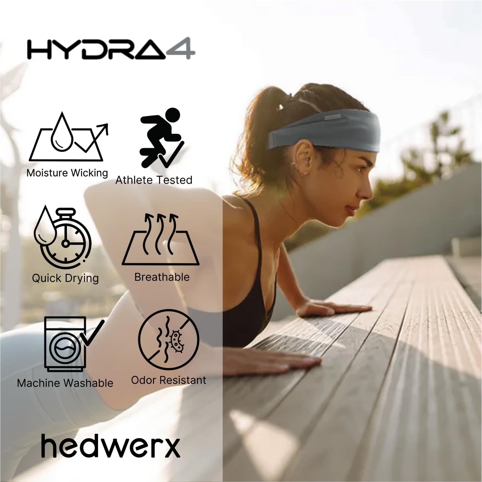 Hydra4 - Banda de sudor | Diademas anchas de entrenamiento refrescante para mujeres y hombres | Diadema perfecta para correr, gimnasio y fitness al aire libre