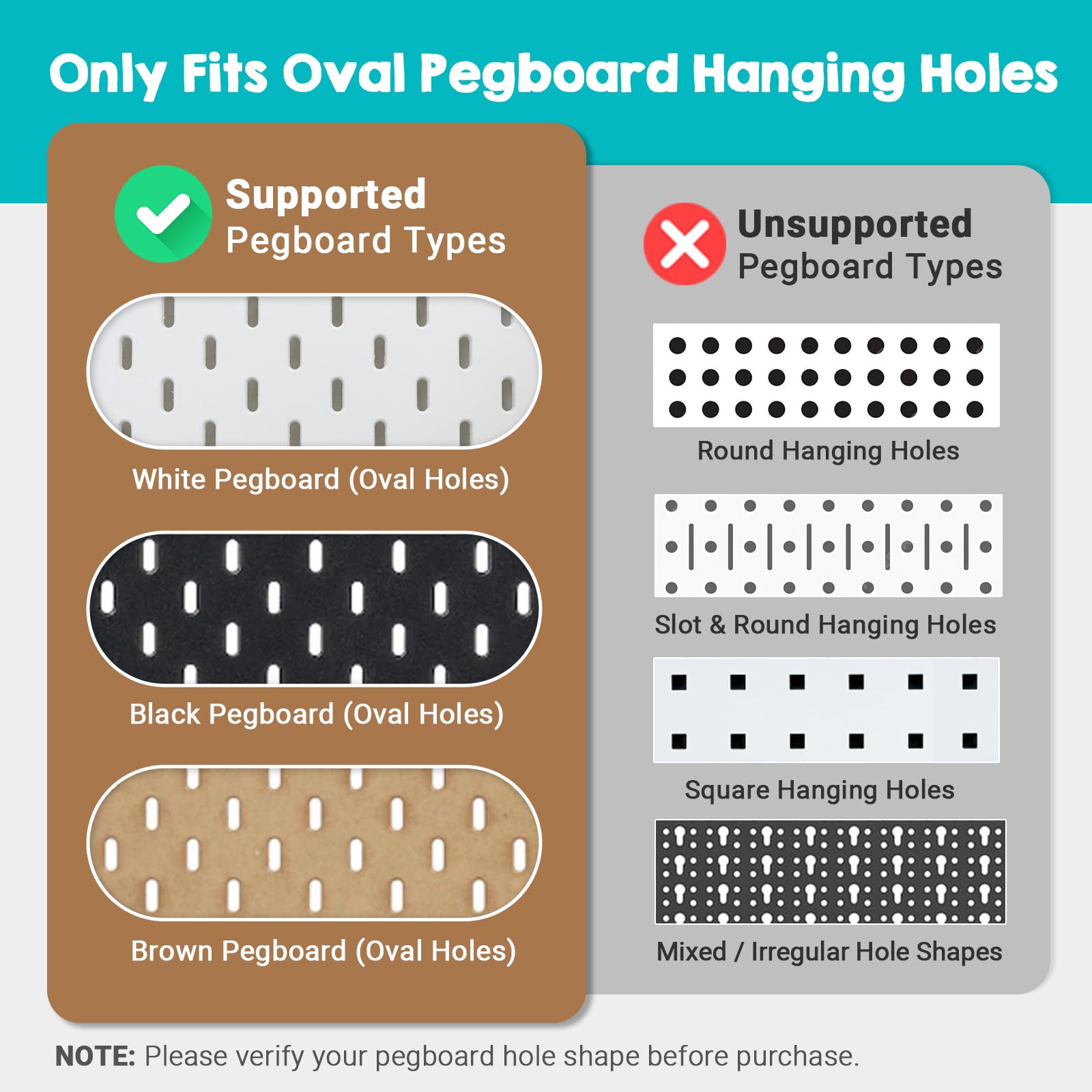 Lot de 2 étagères en bois perforé avec crochets pour panneau perforé, compatibles avec IKEA Skadis