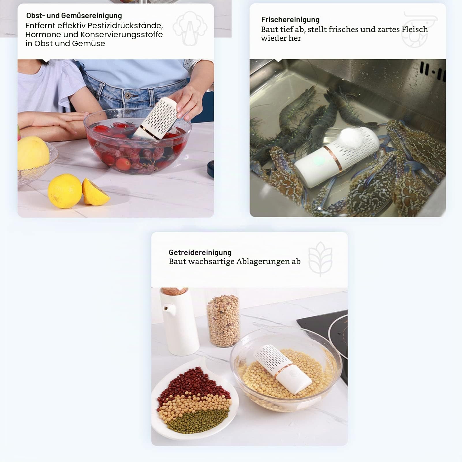 TOPINCN Obst und Gemüsereiniger, Tragbare 3600-mAh Kapselform Waschmaschine, Wiederaufladbare Automatische USB Haushaltsreinigungsmaschine (Weiß)