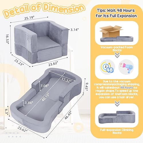 Miniatura 2 de Cama de viaje para niños pequeños, sofá plegable portátil 2 en 1, cama suave, cuna de viaje para bebés y niños con fundas lavables, parachoques