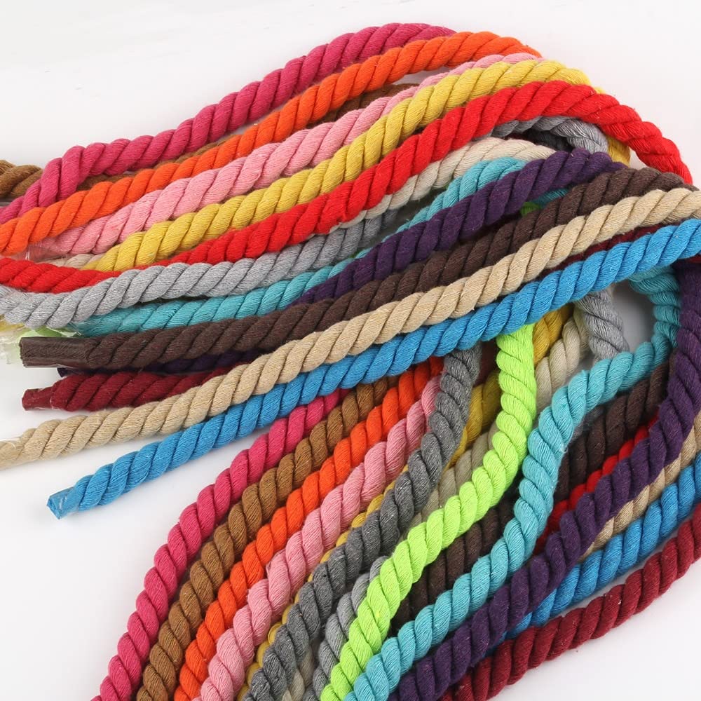 Perlenfaden-Bastelschnur, Baumwoll-Makramee-Seilschnur, Perlenschnur, 1 Meter 20 mm, 3 Anteile gedreht, 100 % bunte Baumwollschnüre, Seil for Tasche, Heimdekoration, DIY-Textilzubehör (Farbe: Rot) ( C