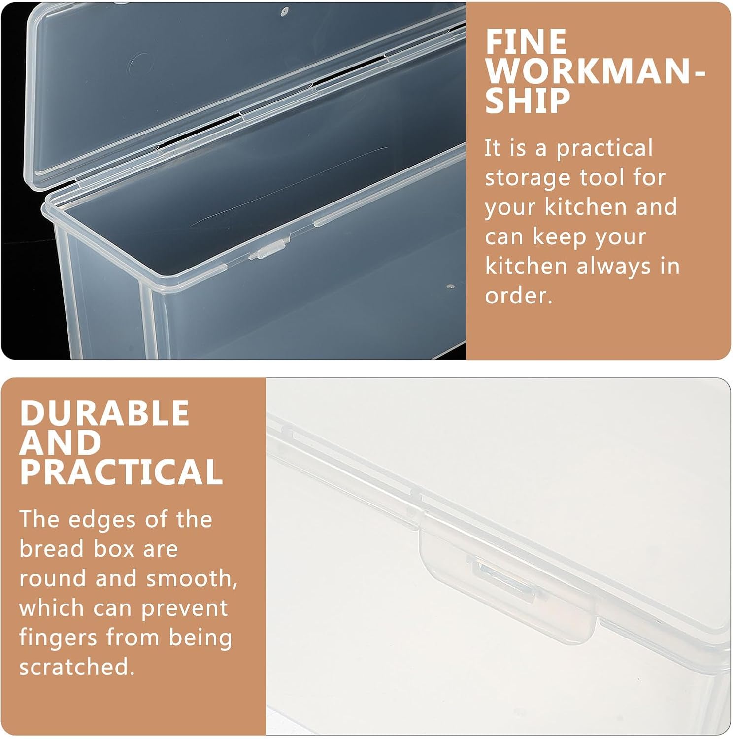 BETOOKY Medium Plastic Bread Box with Lid, Fridge Bread Storage Case for Home Kitchen Toast and Cake Organizer