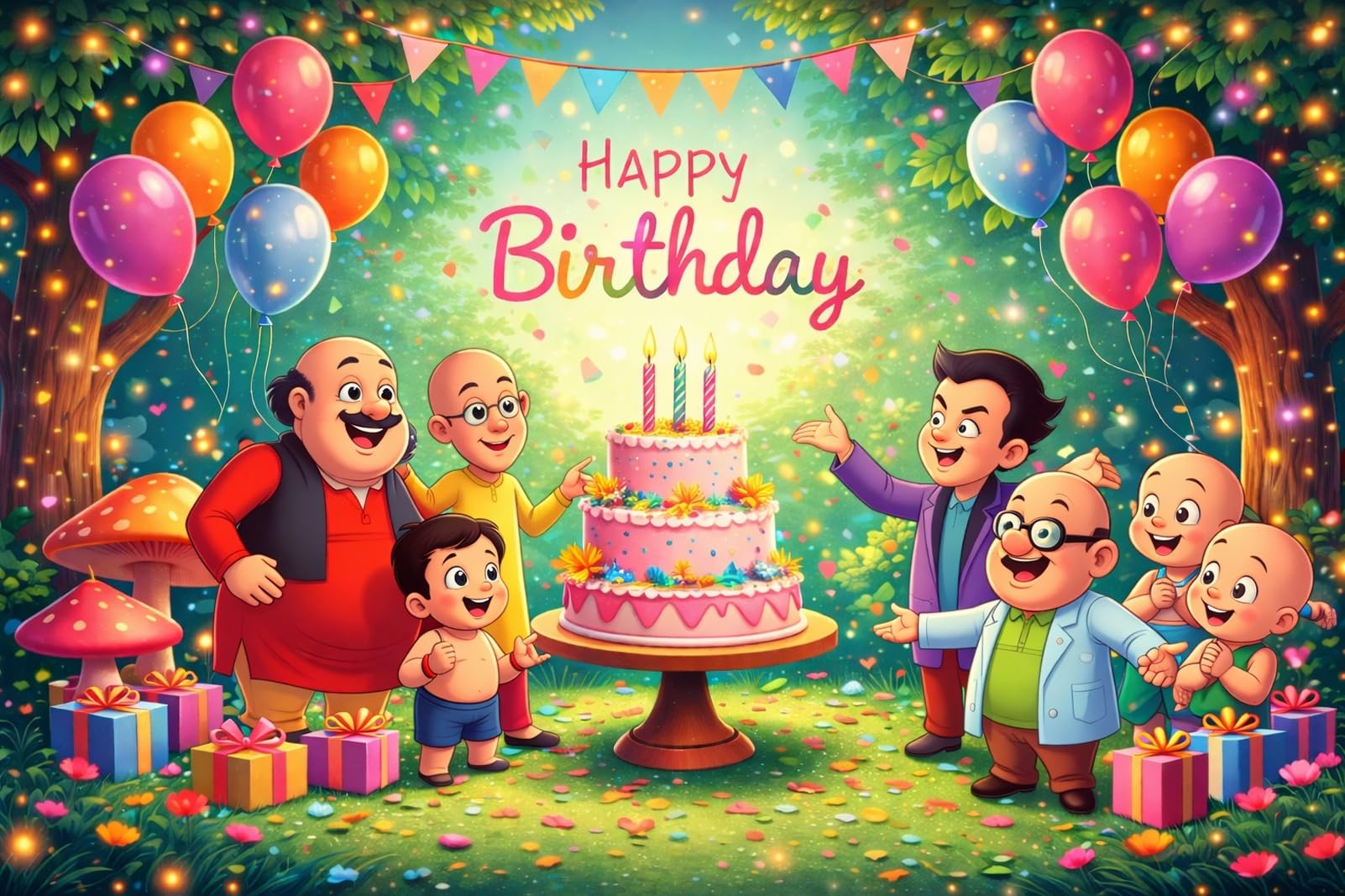 Cartoon Birthday Backdrop Banner(Fabric) for Kids Bday Decoration, 3x5 Ft Fabric Digital Print Poster, Happy Birthdy Theme Background for Photo Booth Wall Decor Party Supplies-picture-23
