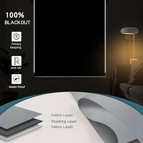 Miniatura 2 de WEFFORT Persianas motorizadas, persianas inteligentes con control remoto, persianas enrollables 100 % opacas, funcionan con Google Assistant, Apple