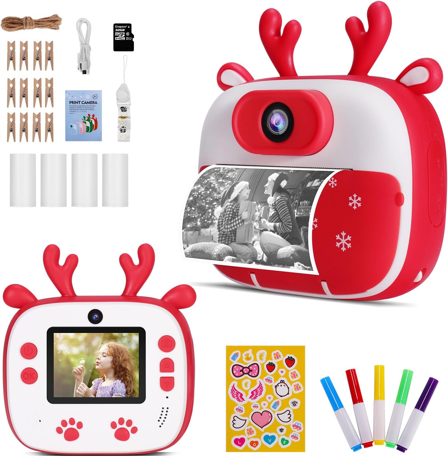 Appareil Photo Enfant Instantané,LETSHAHA 1080P 20MP 10X Appareil Photo