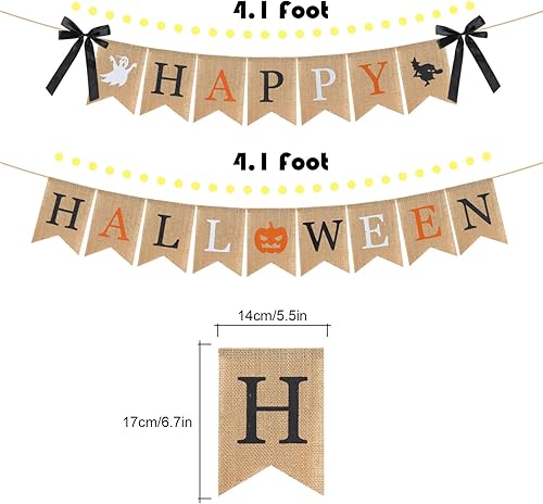 Miniatura 3 de Cartel de arpillera de feliz Halloween altamente recomendable, diseño multicolor, calabaza, bruja, decoración de fiesta de Halloween, blanco, negro