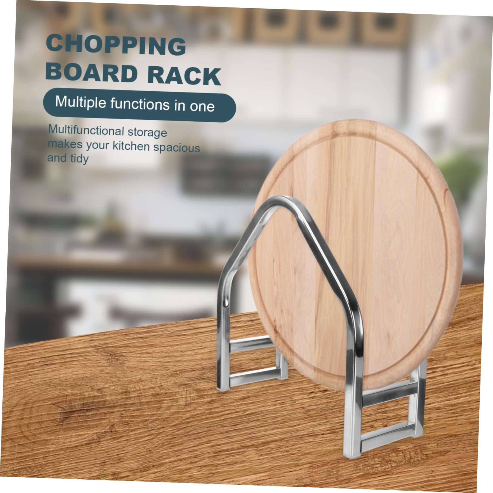 Cabilock Multifunctional Stainless Steel Chopping Board Rack Organizer for Kitchen Adjustable Pot Lid Holder Bakeware Storage Space Saving Design for Counter and Cabinet Use Silver