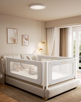 Bed Rail for Toddlers, Thickened & Reinforced Toddler Bed Rails with Double Child Lock, Upgraded Kids Baby Bed Rail Guard, Bed Side Rails for Queen, King Size, Grey, 1 Side, 78.7" Lx28 H