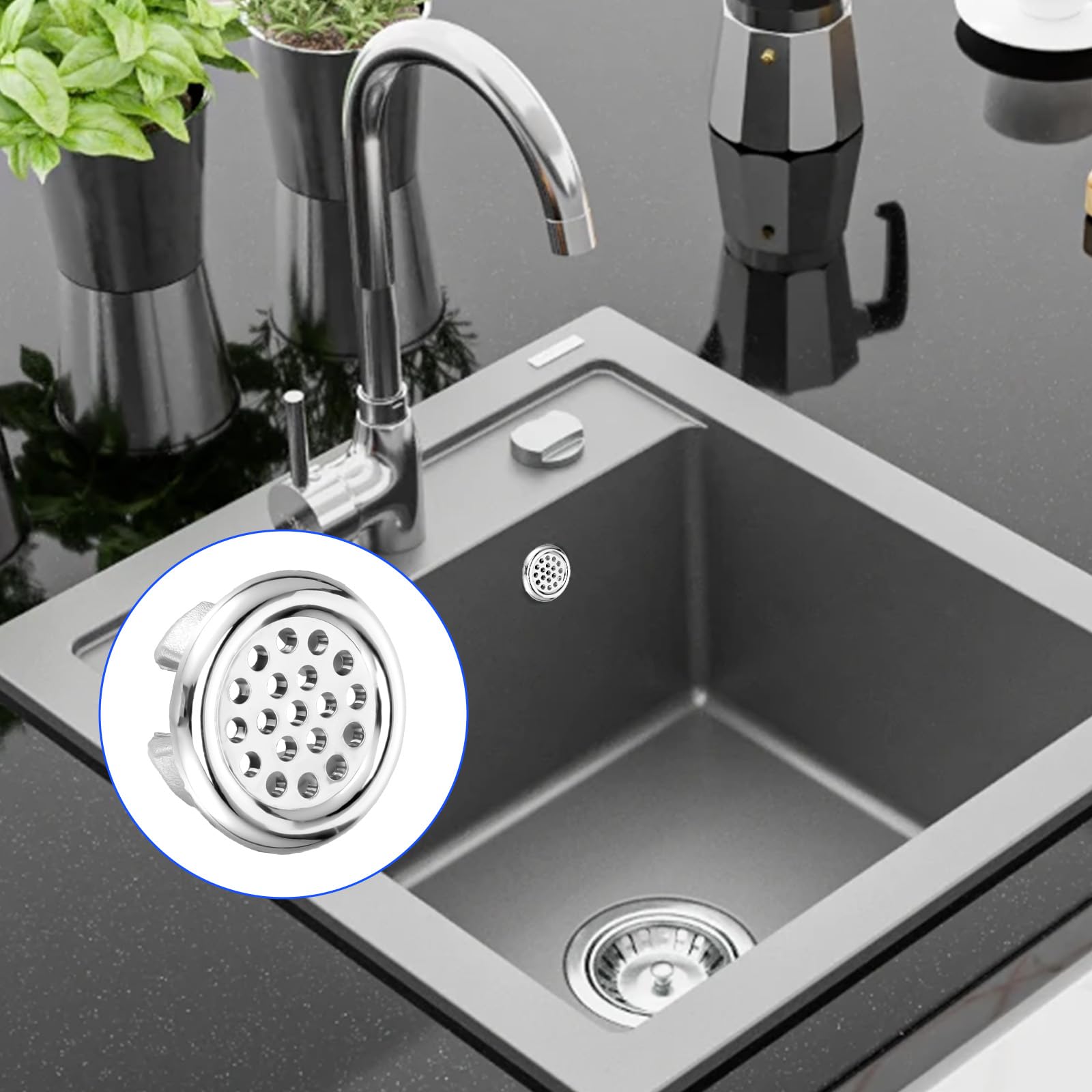 8 piezas: cubierta de rebosadero de lavabo, revestimiento de sifón, anillo de rebosadero, tapón de rebosadero, anillo decorativo, cubierta de desagüe galvanizada redonda para baño, cocina y