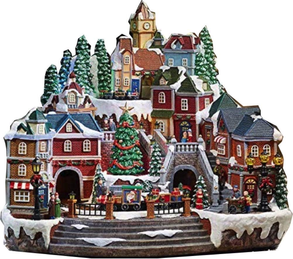 Christmas Village Animated with Lights, Music, and a Rotating Tree and Train