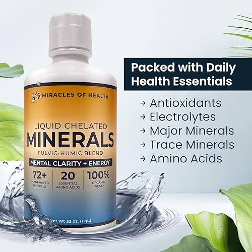 Miniatura 3 de Minerales quelados líquidos, mezcla de minerales fúlvicos húmicos orgánicos, más de 72 minerales a base de plantas, 20 aminoácidos esenciales, 100%