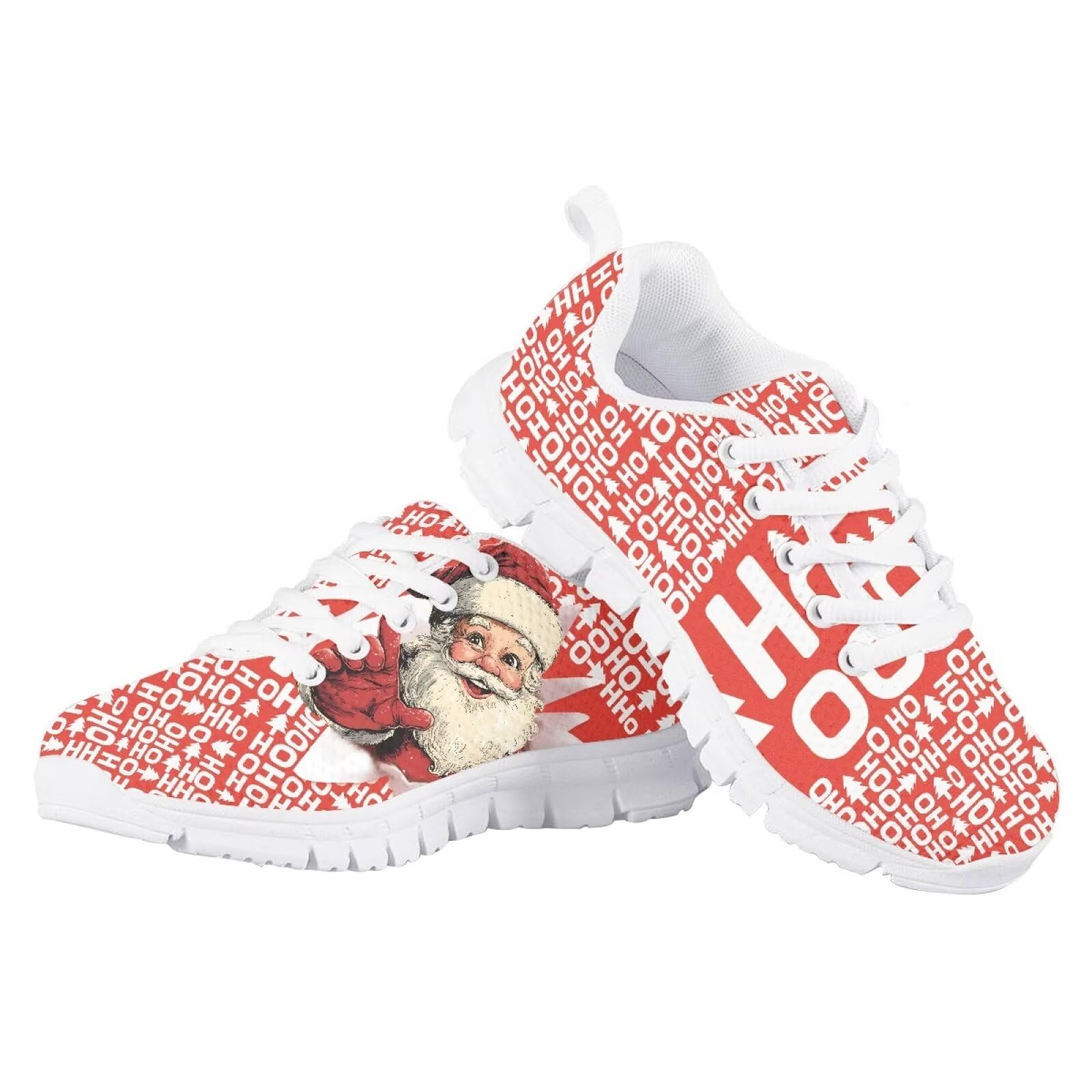 Yzaoxia Christmas Girls' Running Shoes Tennis Shoes for Kids Size 13 Santa Claus Lace-up Walking Shoes Athletic Shoes Flat Sport Shoes Mesh Hiking Shoes Training Shoes Barefoot Shoes Casual Shoes