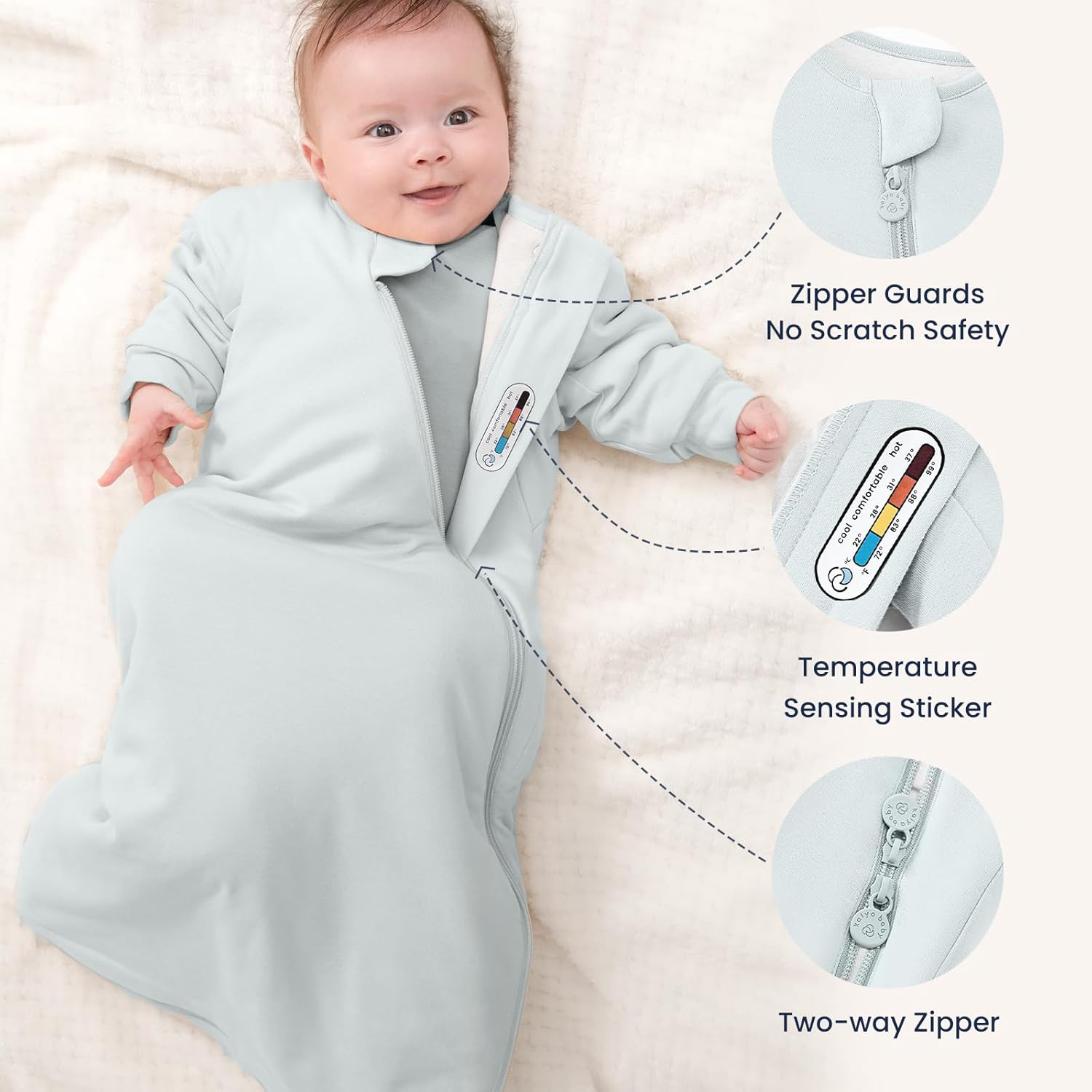 Unisex Sleeping Bag for Babies and Toddlers 1.0 Tog Sleep Sack 0-6 Months, Newborn Sleep Sack, Wearable Blanket Baby, One Piece Long Sleeves, Gifts for Baby - Image 5