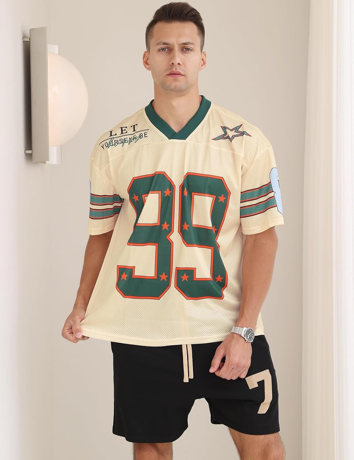 Arssm Mens Jersey Shirts Graphic Tees Oversized V Neck Y2K Streetwear Loose T Shirt Tops - Image 4