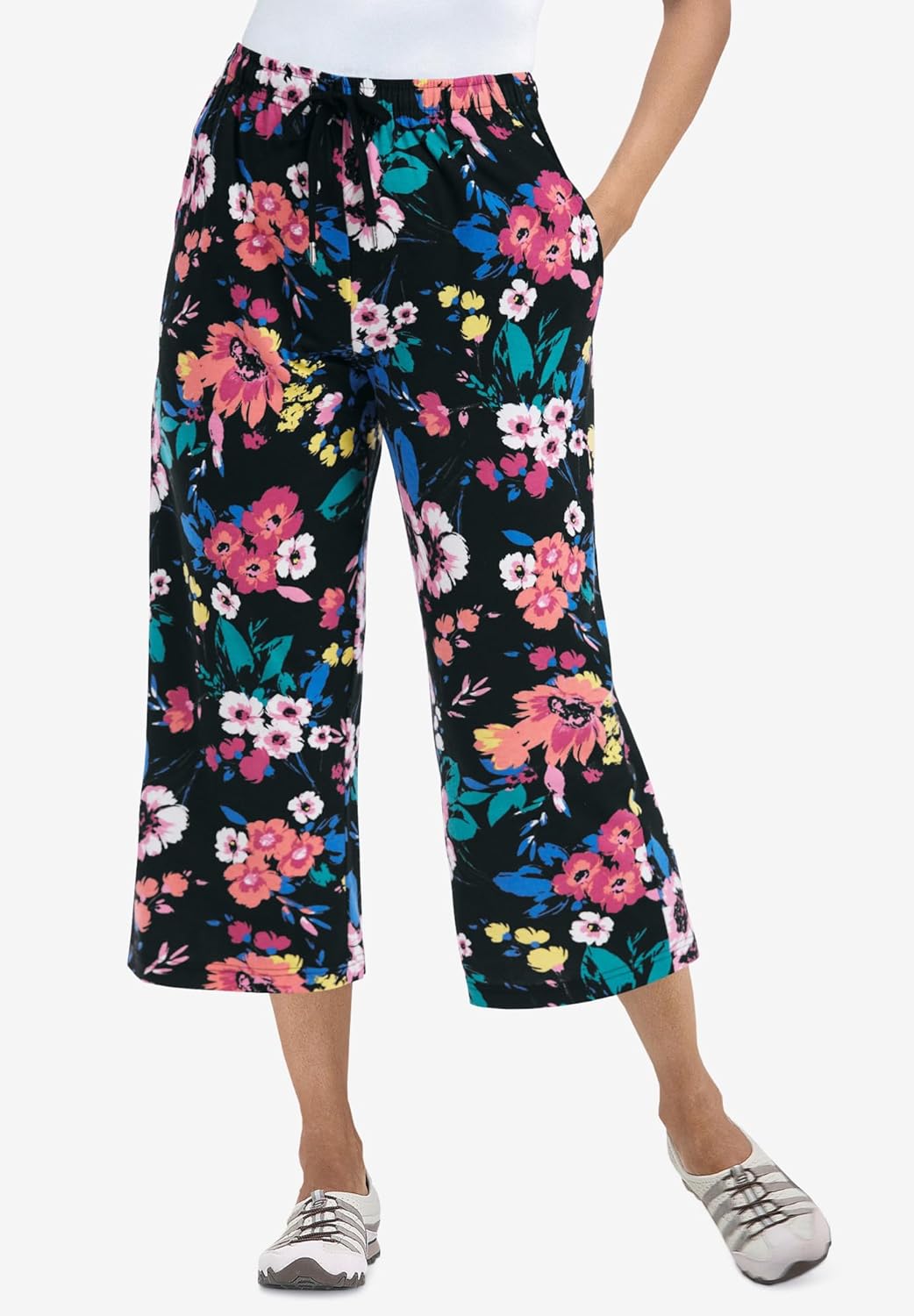 Woman Within Plus Size Sport-Knit Pull-On Capri Pants - Image 5