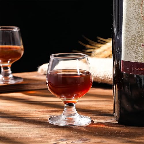 Miniatura 4 de Juego de 6 vasos de chupito de 2 onzas para whisky, brandy, tequila, vasos transparentes de degustación, snifters, cordial y vasos de jerez